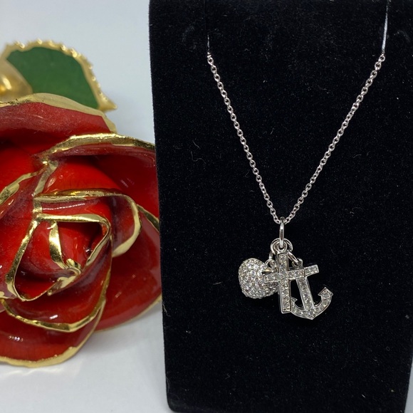 Sterling silver cross, heart & anchor necklace - Picture 1 of 4